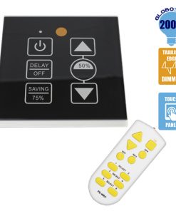 Ασύρματο LED Dimmer Τοίχου Αφής Μαύρο 220v (200w) Trailing Edge GloboStar 50040