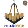 GloboStar® RUNE 01021 Vintage Κρεμαστό Φωτιστικό Οροφής Πολύφωτο Μαύρο Μεταλλικό με Όνυχα Πολυέλαιος με Μπεζ Σχοινί Μ68 x Π60 x Υ50cm