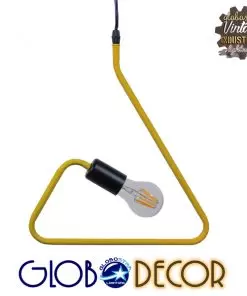 GloboStar® KIDDY TRIANGLE 01097 Μοντέρνο Κρεμαστό Φωτιστικό Οροφής Μονόφωτο Κίτρινο Μεταλλικό Φ31 x Υ100cm