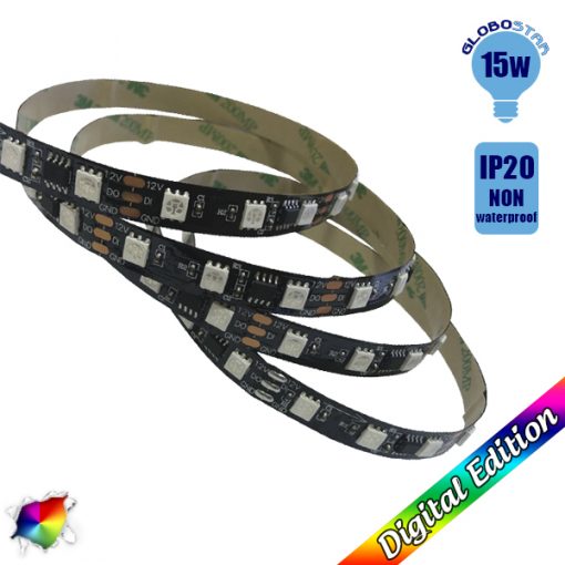 Ταινία LED Μαύρη Digital Strip WS2811 IC3 5m 15W/m 12V 60LED/m 5050 SMD 1200lm/m 120° IP20 RGBW GloboStar 88767