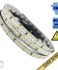 Ταινία LED Λευκή Professional Series 5m 24W/m 24V 240LED/m 3014 SMD 3360lm/m 120° IP20 Ψυχρό Λευκό 6000k GloboStar 63019