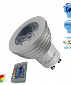 Λάμπα LED Σποτ GU10 5W 230V 325lm 35° με Ασύρματο Χειριστήριο RGB GloboStar 88965