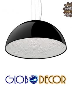 GloboStar® SERENIA BLACK 01151 Μοντέρνο Κρεμαστό Φωτιστικό Οροφής Μονόφωτο Μαύρο Γύψινο Καμπάνα Φ40 x Y19cm