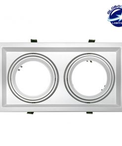 Χωνευτή Τετράγωνη Διπλή Βάση για Spot AR111 Λευκή Κινούμενη σε 2 άξονες GloboStar 90078