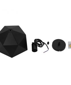 GloboStar® HEXAGON 01195 Μοντέρνο Κρεμαστό Φωτιστικό Οροφής Μονόφωτο Μαύρο - Χρυσό Μεταλλικό Καμπάνα Φ46 x Y25cm 15 d095cf 01194 6