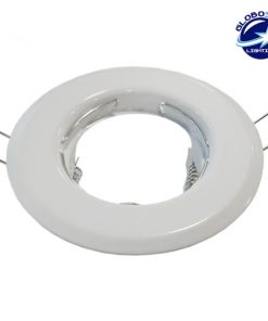 Χωνευτή Στρογγυλή Βάση για Spot Φ83 Λευκή Σταθερή GloboStar 90038