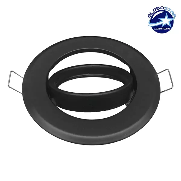Χωνευτή Στρογγυλή Βάση για Spot Φ92 Μαύρη Κινούμενη GloboStar 90057