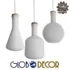 GloboStar® BOTTLES 01061 SET 3 Μοντέρνα Κρεμαστά Φωτιστικά Οροφής Μονόφωτα Γυάλινα Λευκά