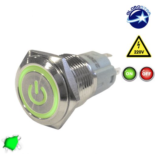 Διακοπτάκι LED ON/OFF 230 Volt 4 Ampere Πράσινο GloboStar 05055