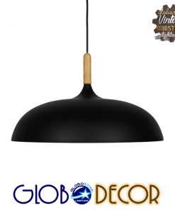 GloboStar® VALLETE BLACK 01258 Μοντέρνο Κρεμαστό Φωτιστικό Οροφής Μονόφωτο Μαύρο Μεταλλικό Καμπάνα Φ45 x Y27cm