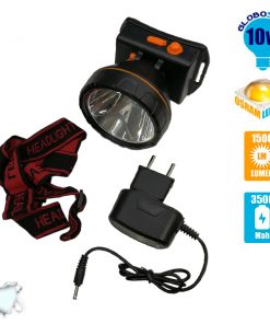 Alternative view of Πανίσχυρος Φακός Κεφαλής Επαναφορτιζόμενος 10 Watt CREE LED 1500 Lumen 3500mAh 5° GloboStar 06004