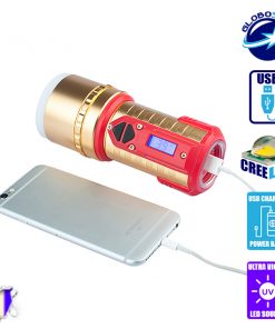 Αδιάβροχος Καταδυτικός Φακός Επαναφορτιζόμενος Ψυχρό-Θερμό-UV IP68 με Τρίποδο GloboStar 07010 12 globostar flash light 121 4