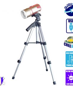 Αδιάβροχος Καταδυτικός Φακός Επαναφορτιζόμενος Ψυχρό-Θερμό-UV IP68 με Τρίποδο GloboStar 07010 13 globostar flash light 121 5