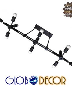 Alternative view of GloboStar® FERUM 01098 Μοντέρνο Industrial Φωτιστικό Οροφής Πολύφωτο Μαύρο Μεταλλικό Ράγα Μ113 x Π26 x Υ85cm