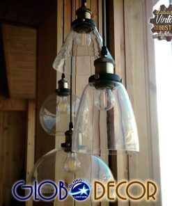GloboStar® DARCY 01171 Vintage Κρεμαστό Φωτιστικό Οροφής Μονόφωτο Γυάλινο Καμπάνα Φ30 x Y25cm 21 gyalina