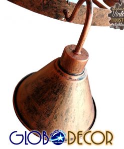 Alternative view of GloboStar® EVERSON 01192 Vintage Κρεμαστό Φωτιστικό Οροφής Πολύφωτο Καφέ Σκουριά Μεταλλικό Πολυέλαιος με Μπεζ Σχοινί Φ110 x Y126cm