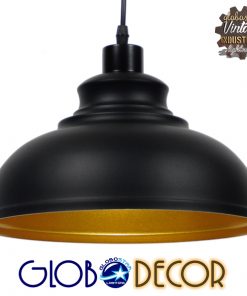 GloboStar® ANDY 01000 Μοντέρνο Κρεμαστό Φωτιστικό Οροφής Μονόφωτο Μαύρο Μεταλλικό Καμπάνα Φ35 x Υ28cm