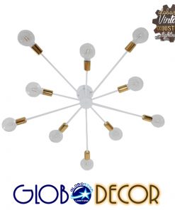 GloboStar® AURORA 01383 Μοντέρνο Industrial Φωτιστικό Οροφής Πολύφωτο Λευκό Μεταλλικό Φ95 x Y17cm