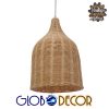 GloboStar® BAHAMAS 01202 Vintage Κρεμαστό Φωτιστικό Οροφής Μονόφωτο Μπεζ Ξύλινο Ψάθινο Bamboo Φ30 x Υ47cm