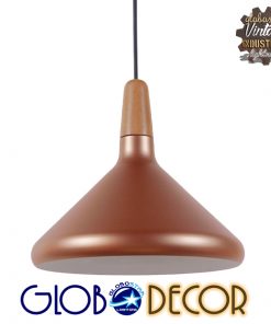 GloboStar® BARING 01224 Μοντέρνο Κρεμαστό Φωτιστικό Οροφής Μονόφωτο Χάλκινο Μεταλλικό Καμπάνα Φ27 x Y25cm