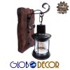 GloboStar® BRASRA 01204 Vintage Φωτιστικό Τοίχου Απλίκα Μονόφωτο Ξύλινο με Μαύρο Μεταλλικό Φανάρι και Διάφανο Γυαλί Φ21 x Μ24 x Π21 x Υ34cm