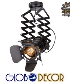 GloboStar® BROADWAY 01140 Vintage Industrial Φωτιστικό Οροφής Μονόφωτο Μαύρο Μεταλλικό Μ23 x Π23 x Υ36-95cm
