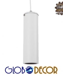 GloboStar® CANNON WHITE 01274 Μοντέρνο Κρεμαστό Φωτιστικό Οροφής Spot Gu10 Μονόφωτο Λευκό Μεταλλικό Φ6 x Y20cm