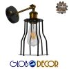GloboStar® CATEL 01054 Vintage Industrial Φωτιστικό Τοίχου Απλίκα Μονόφωτο Μαύρο Μεταλλικό Πλέγμα Φ15 x Μ26 x Π15 x Υ30cm
