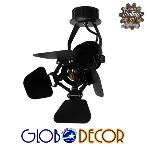 GloboStar® CHICAGO 01371 Vintage Industrial Φωτιστικό Οροφής Μονόφωτο Μαύρο Μεταλλικό Μ20 x Π20 x Υ27.5cm