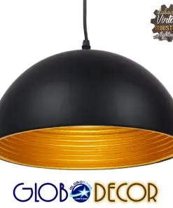 GloboStar® CHIME 01004 Μοντέρνο Κρεμαστό Φωτιστικό Οροφής Μονόφωτο Μαύρο Μεταλλικό Καμπάνα Φ30 x Y15cm