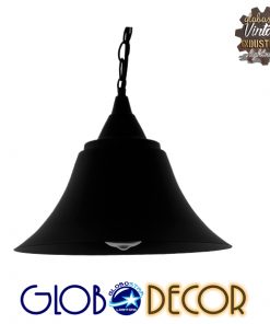 GloboStar® CLOCHER 01041 Vintage Industrial Κρεμαστό Φωτιστικό Οροφής Μονόφωτο Μαύρο Μεταλλικό Καμπάνα Φ29 x Y34cm