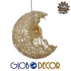 GloboStar® CRESCENT 01222 Vintage Κρεμαστό Φωτιστικό Οροφής Μονόφωτο Μπεζ Ξύλινο Ψάθινο Rattan Μ20 x Π20 x Υ35cm