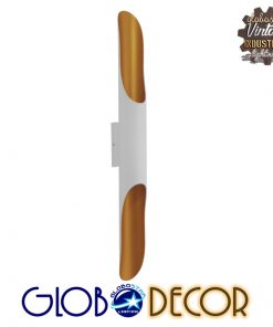 GloboStar® DIVINA 01303 Μοντέρνο Φωτιστικό Τοίχου Απλίκα Δίφωτο Λευκό Χρυσό  Μεταλλικό Φ5.5 x Π8 x Υ60cm