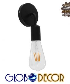 GloboStar® DON 01396 Vintage Φωτιστικό Τοίχου Απλίκα Μονόφωτο Μαύρο Μεταλλικό Μ10 x Π7 x Υ16cm