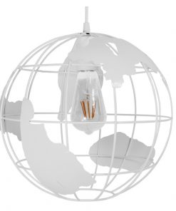 Alternative view of GloboStar® EARTH 30CM 01382 Vintage Industrial Κρεμαστό Φωτιστικό Οροφής Μονόφωτο Λευκό Μεταλλικό Πλέγμα Φ30 x Υ30cm