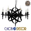 GloboStar® ESTELLE 01003 Vintage Industrial Κρεμαστό Φωτιστικό Οροφής Πολύφωτο Μαύρο Μεταλλικό Πολυέλαιος Φ65 x Y55cm