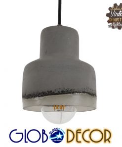 GloboStar® EVIEL 01006 Μοντέρνο Industrial Κρεμαστό Φωτιστικό Οροφής Μονόφωτο Τσιμέντο Γκρι Καμπάνα Φ13 x Y15cm