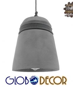 GloboStar® FELINI 01321 Μοντέρνο Industrial Κρεμαστό Φωτιστικό Οροφής Μονόφωτο Γκρι Τσιμέντο Καμπάνα Φ18 x Y26cm