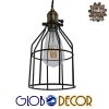 GloboStar® GALOT 01179 Vintage Industrial Κρεμαστό Φωτιστικό Οροφής Μονόφωτο Μαύρο Μεταλλικό Πλέγμα Φ14 x Y26cm