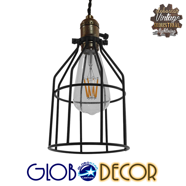 GloboStar® GALOT 01179 Vintage Industrial Κρεμαστό Φωτιστικό Οροφής Μονόφωτο Μαύρο Μεταλλικό Πλέγμα Φ14 x Y26cm 3 GloboStar® GALOT 01179 Vintage Industrial Κρεμαστό Φωτιστικό Οροφής Μονόφωτο Μαύρο Μεταλλικό Πλέγμα Φ14 x Y26cm
