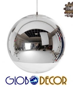 GloboStar® GLANS 01312 Μοντέρνο Κρεμαστό Φωτιστικό Οροφής Μονόφωτο Γυάλινο Νίκελ Φ30 x Υ27cm