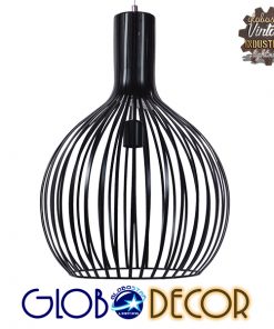 GloboStar® GOBLET DARK 01266 Μοντέρνο Κρεμαστό Φωτιστικό Οροφής Μονόφωτο Μαύρο Μεταλλικό Καμπάνα Φ38 x Y50cm