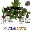 GloboStar® HELLET 01193 Vintage Industrial Κρεμαστό Φωτιστικό Οροφής Πολύφωτο Μαύρο Μεταλλικό Πλέγμα με Μπεζ Σχοινί Φ72 x Y80cm