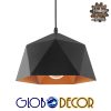 GloboStar® HEXAGON 01194 Μοντέρνο Κρεμαστό Φωτιστικό Οροφής Μονόφωτο Μαύρο - Χρυσό Μεταλλικό Καμπάνα Φ25 x Υ15cm