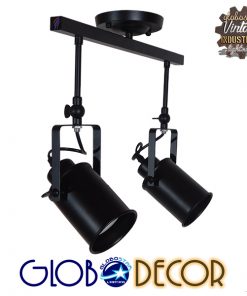 GloboStar® HOLLYWOOD 01154 Vintage Φωτιστικό Οροφής Δίφωτο Μαύρο Μεταλλικό Ράγα Μ44 x Π13 x Υ36cm