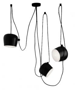 Alternative view of GloboStar® JASPER 01375 SET 3 Μοντέρνα Κρεμαστά Φωτιστικά Οροφής Μονόφωτα Μαύρα Λευκά Μεταλλικά Καμπάνα Φ25 x Υ22cm