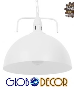 GloboStar® LARKIN 01174 Vintage Κρεμαστό Φωτιστικό Οροφής Μονόφωτο Λευκό Μεταλλικό Καμπάνα Φ31 x Y30cm