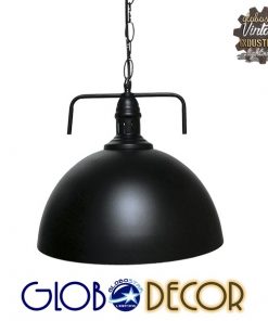 GloboStar® LARKIN 01175 Vintage Κρεμαστό Φωτιστικό Οροφής Μονόφωτο Μαύρο Μεταλλικό Καμπάνα Φ31 x Y30cm