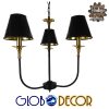 GloboStar® LIMI 01091 Vintage Industrial Κρεμαστό Φωτιστικό Οροφής Τρίφωτο Μαύρο Μεταλλικό Πολυέλαιος με Καπέλο Φ56 x Y54cm