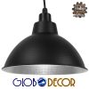 GloboStar® LOUVE 01176 Vintage Industrial Κρεμαστό Φωτιστικό Οροφής Μονόφωτο Μαύρο Μεταλλικό Καμπάνα Φ39 x Y32cm